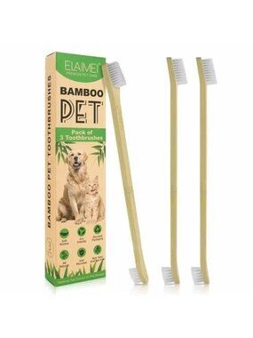 P66 - ELAIMEI Bamboo Pet Toothbrush Set Pack of 3 Premium Eco-friendly Toothbrus